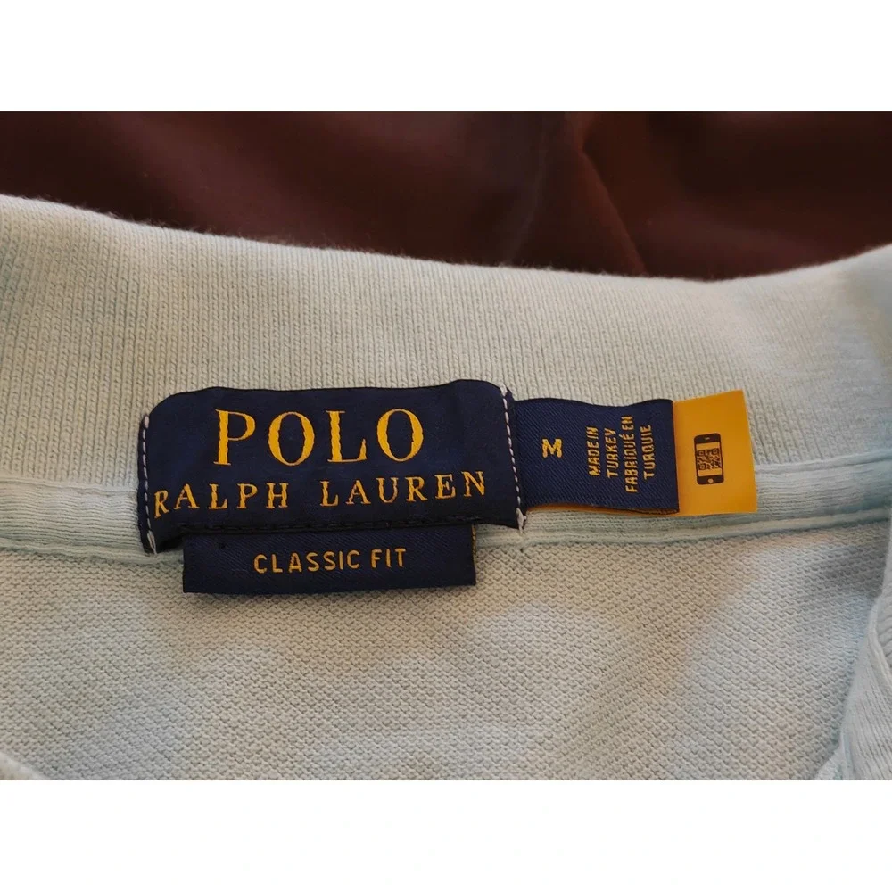 Polo Ralph Lauren Mens Classic Fit Short Sleeve Polo Shirt Aqua Blue Size M